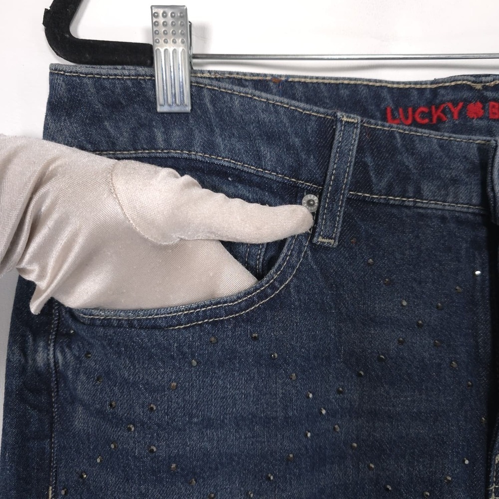 LUCKY & BRAND Womens New Jeans THE BAGGY 10/30R Rhinestone Comfort Blue - Picture 10 of 16